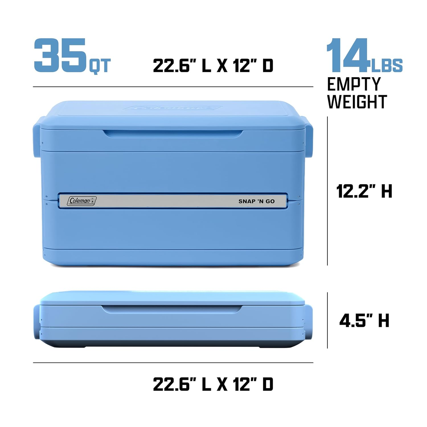 Portable Collapsible Hard Cooler – 48H Ice Hold, 64 Cans Storage, Shrinks to 1/3 Size, Holds Up to 200 Pounds