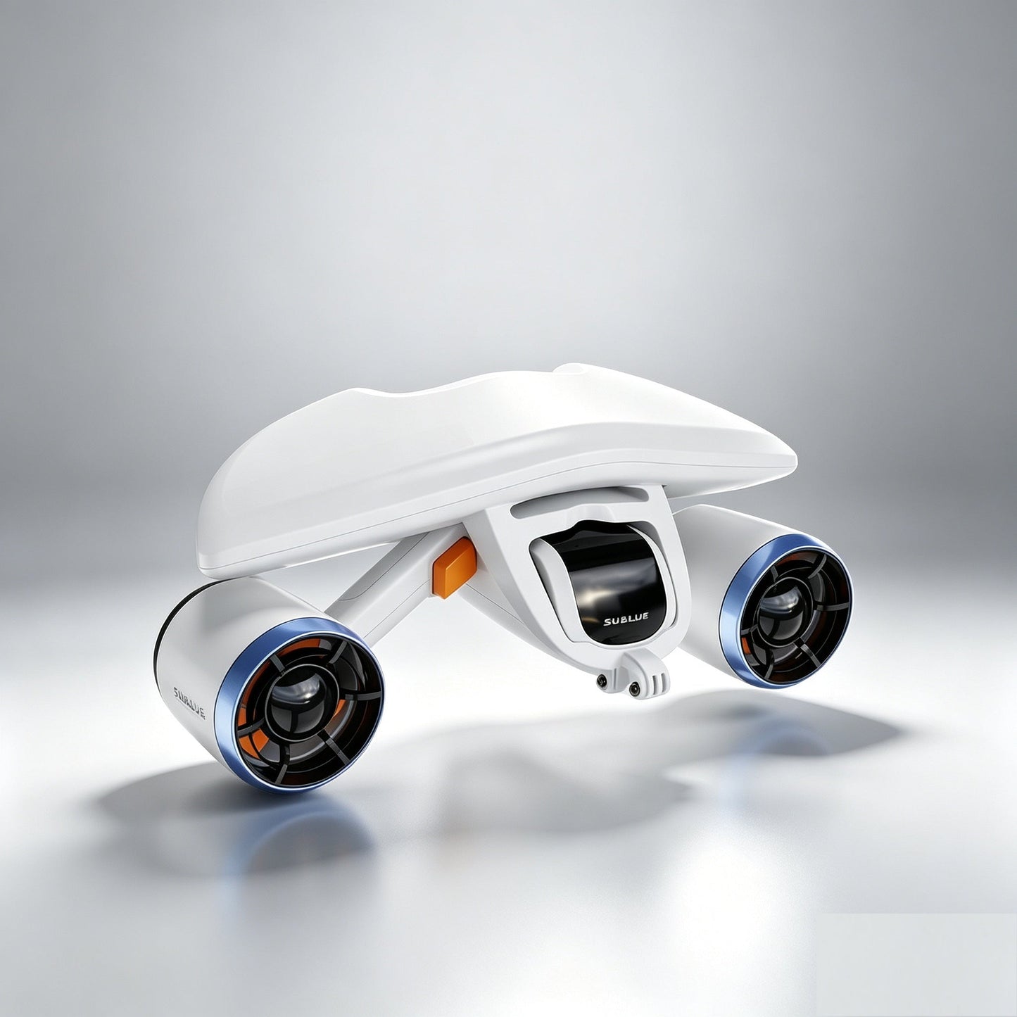 Underwater thruster with action camera mount, 30-minute runtime, maximum thrust 30 lbs.