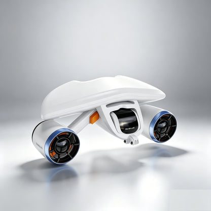 Underwater thruster with action camera mount, 30-minute runtime, maximum thrust 30 lbs.