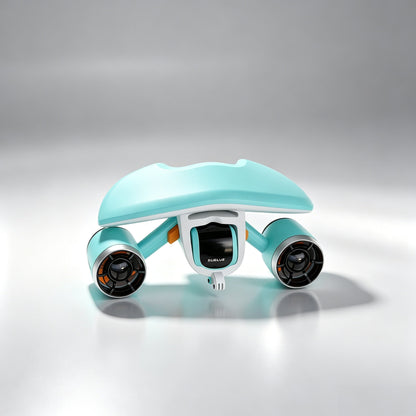 Underwater thruster with action camera mount, 30-minute runtime, maximum thrust 30 lbs.