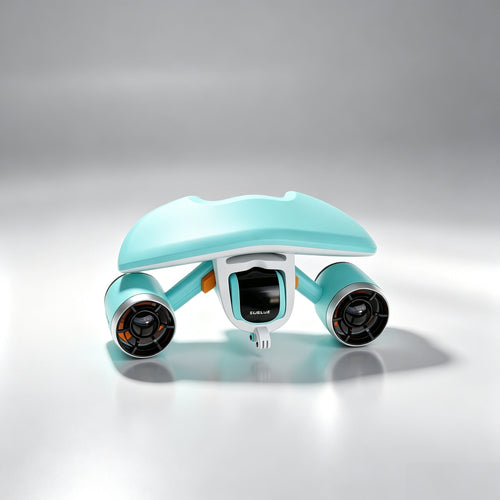 Underwater thruster with action camera mount, 30-minute runtime, maximum thrust 30 lbs.