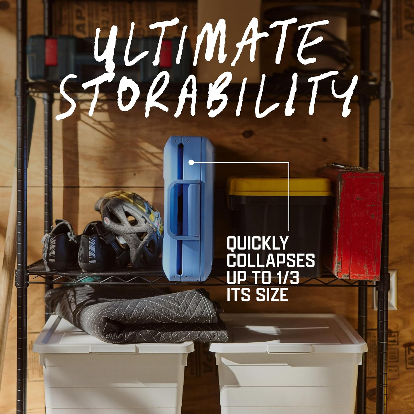 Portable Collapsible Hard Cooler – 48H Ice Hold, 64 Cans Storage, Shrinks to 1/3 Size, Holds Up to 200 Pounds