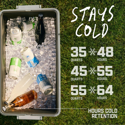 Portable Collapsible Hard Cooler – 48H Ice Hold, 64 Cans Storage, Shrinks to 1/3 Size, Holds Up to 200 Pounds